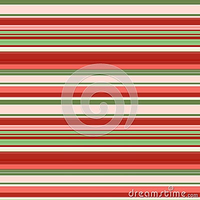 Horizontal stripes in red-green colors. Trendy seamless pattern of multi-colored stripes of different widths. Vector Illustration